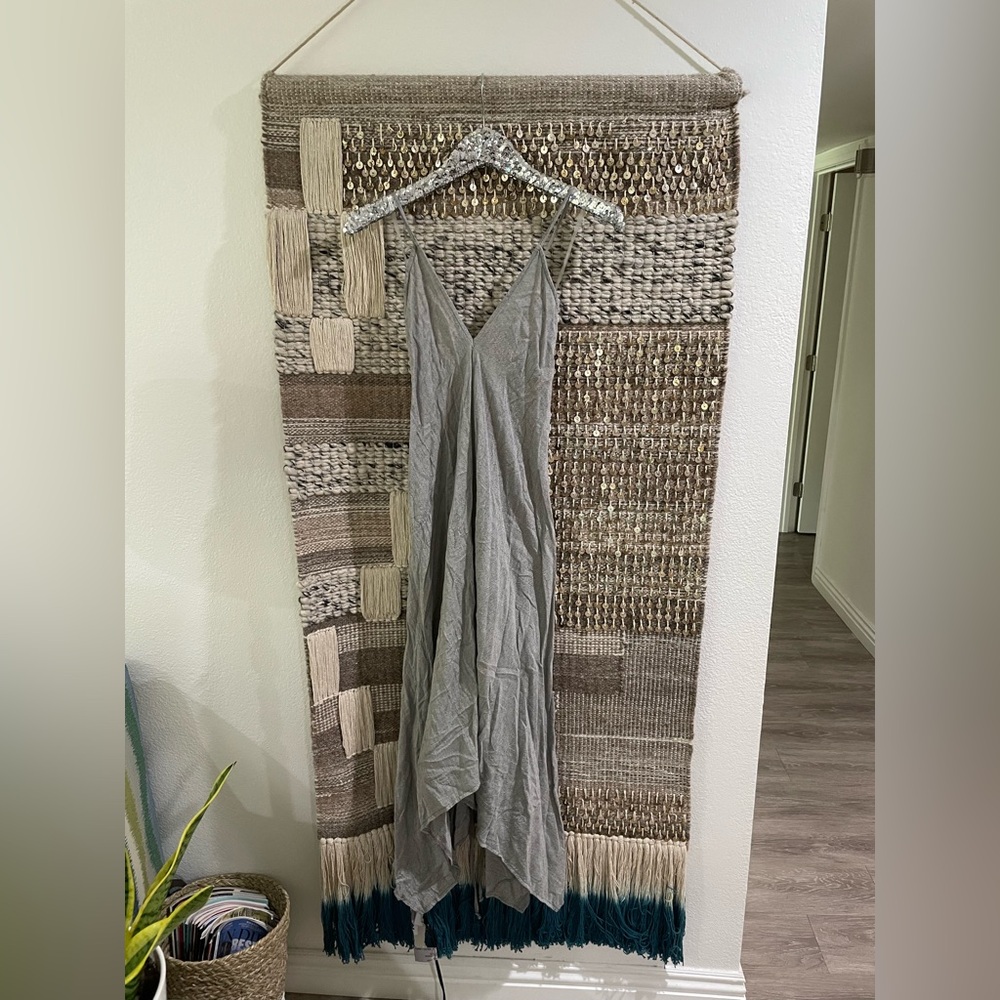 🩶 NWT Handloom Strappy Midi Dress Gray 100% cotton